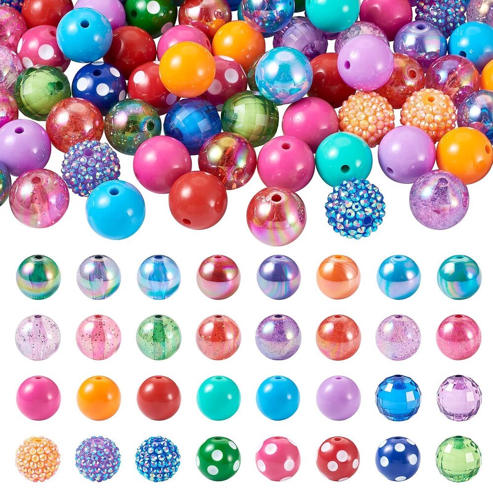 6943 82pcs 32 Styles Chunky Bubblegum Beads 20mm Colorful Large Chunky